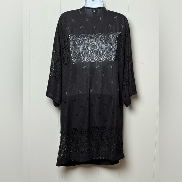 Dotti Women’s Black Lace Overlay Drawstring Waist Swimsuit Coverup Size XL - Picture 2 of 9